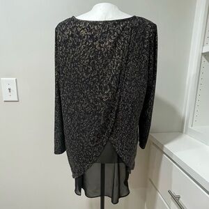 Black Gold Metallic Cheetah Leopard Animal Print Back Drape Holiday Night Out
